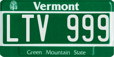 VT license plate LTV999
