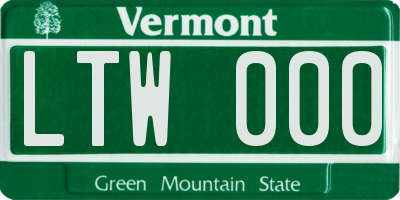 VT license plate LTW000