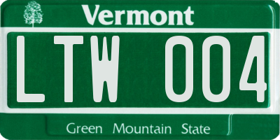 VT license plate LTW004