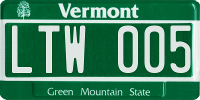 VT license plate LTW005