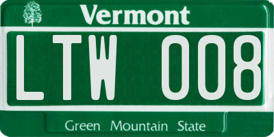 VT license plate LTW008
