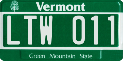 VT license plate LTW011