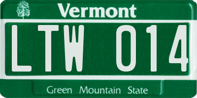 VT license plate LTW014