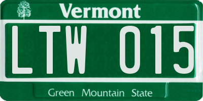 VT license plate LTW015