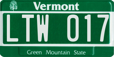 VT license plate LTW017