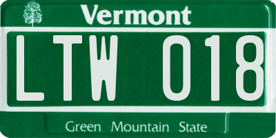 VT license plate LTW018