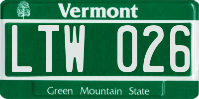 VT license plate LTW026