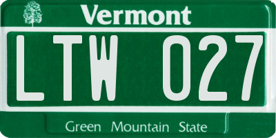 VT license plate LTW027