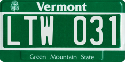 VT license plate LTW031