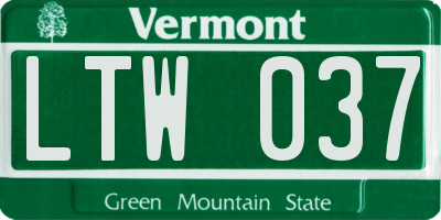 VT license plate LTW037