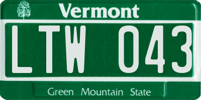 VT license plate LTW043