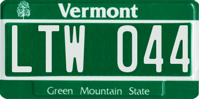 VT license plate LTW044