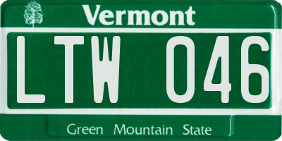 VT license plate LTW046