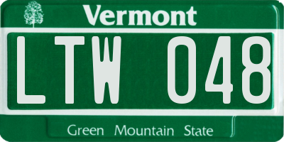 VT license plate LTW048