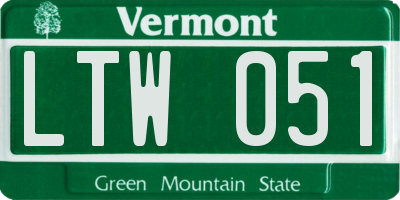VT license plate LTW051