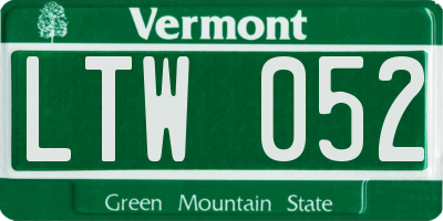 VT license plate LTW052