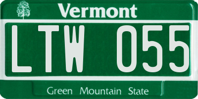 VT license plate LTW055