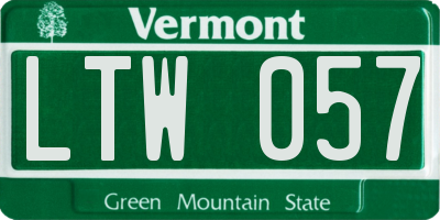 VT license plate LTW057