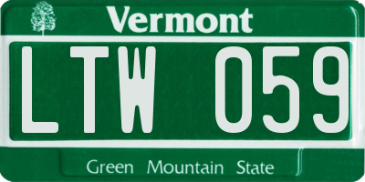 VT license plate LTW059