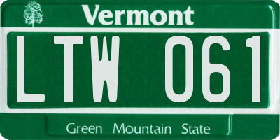VT license plate LTW061