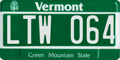 VT license plate LTW064