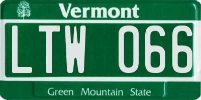 VT license plate LTW066