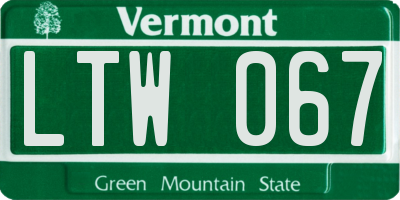 VT license plate LTW067