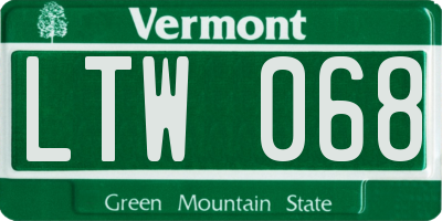 VT license plate LTW068