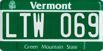 VT license plate LTW069
