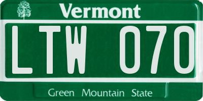 VT license plate LTW070