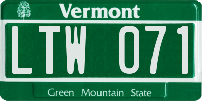 VT license plate LTW071