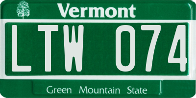 VT license plate LTW074