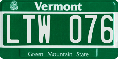 VT license plate LTW076