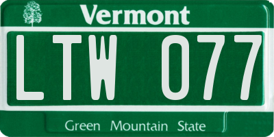 VT license plate LTW077