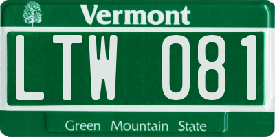 VT license plate LTW081