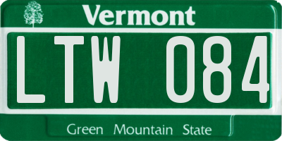 VT license plate LTW084