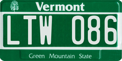 VT license plate LTW086