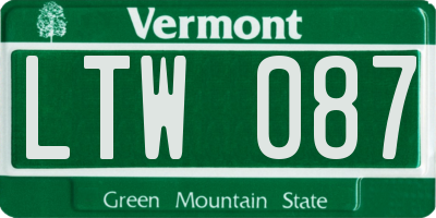 VT license plate LTW087