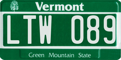 VT license plate LTW089