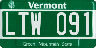 VT license plate LTW091