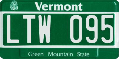 VT license plate LTW095