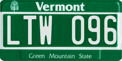VT license plate LTW096