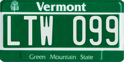 VT license plate LTW099