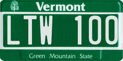 VT license plate LTW100