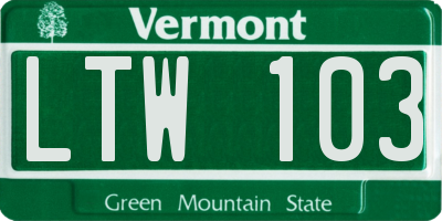 VT license plate LTW103