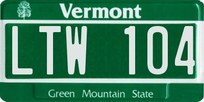 VT license plate LTW104