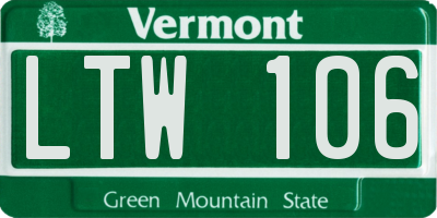 VT license plate LTW106