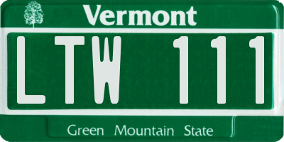 VT license plate LTW111