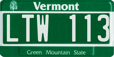VT license plate LTW113