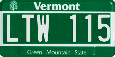 VT license plate LTW115